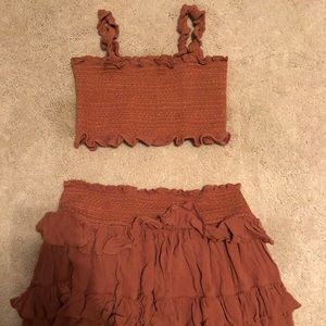 Free people cropped tank and skirt set